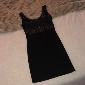 Black short sequins dress